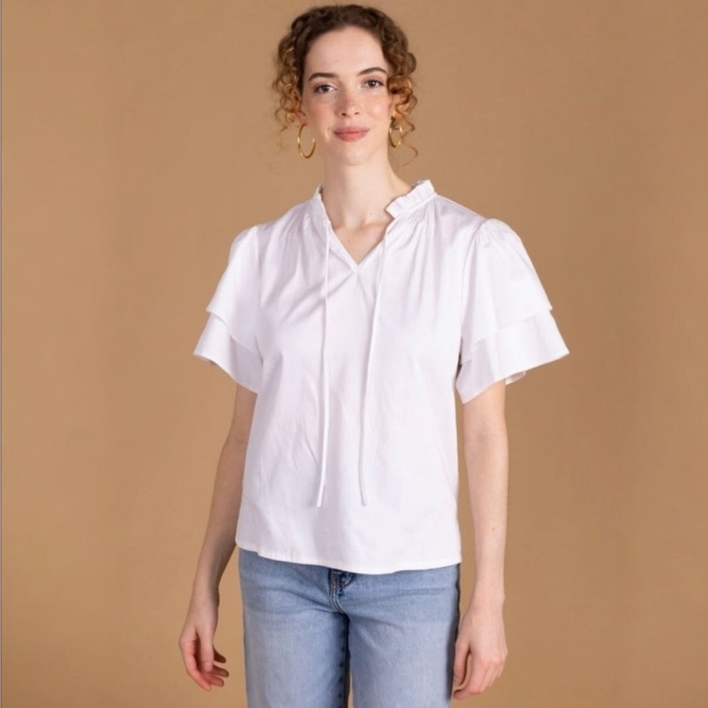 NWT S’edge Sedge brushed cotton poplin Sally top.  Size M